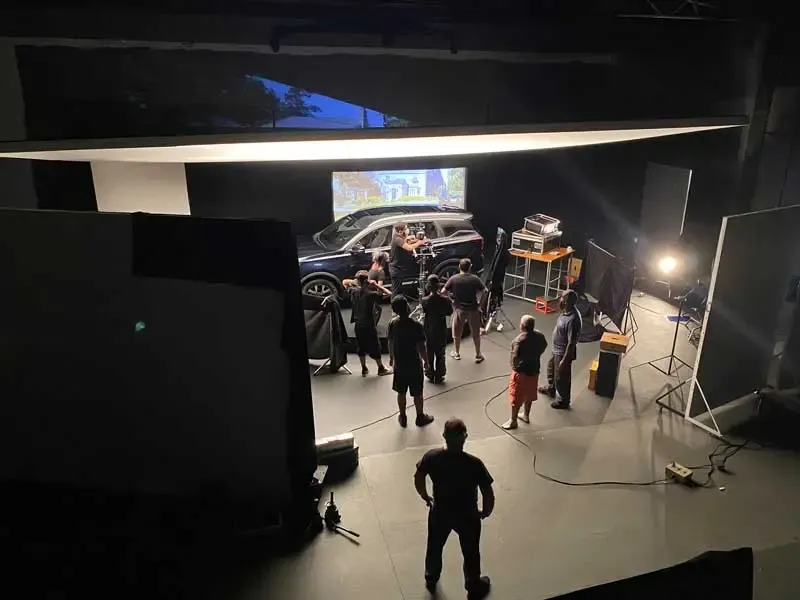 Set de fotografia com iluminação montada